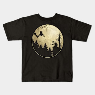 Halloween Wizard Casting Spells Owl on Tree Branch Full Moon Kids T-Shirt